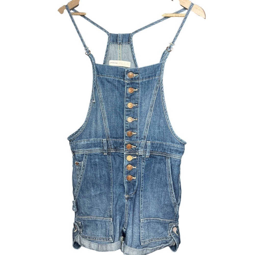 Anthropologie Pilcro Everyday Button Front Denim Short Overalls Womens Size 25 - Picture 2 of 7